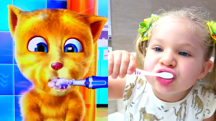 دیانا و اسباب بازی ها - صبحانه خوردن پرنسس دیانا با گربه بازیگوش